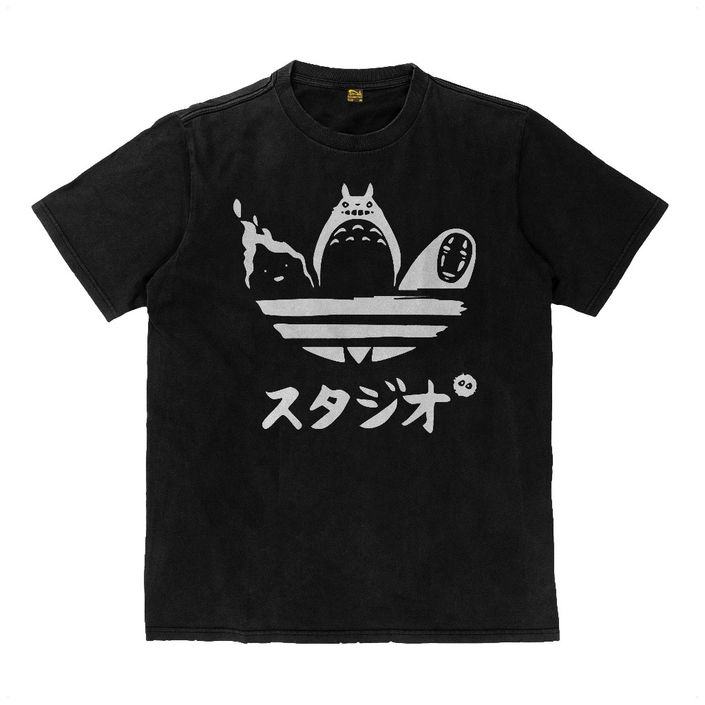 Kaos Studio Ghibli Adidas Totoro Logo Kaos Tebal T Shirt Katun Flexinc 16s Heavyweight