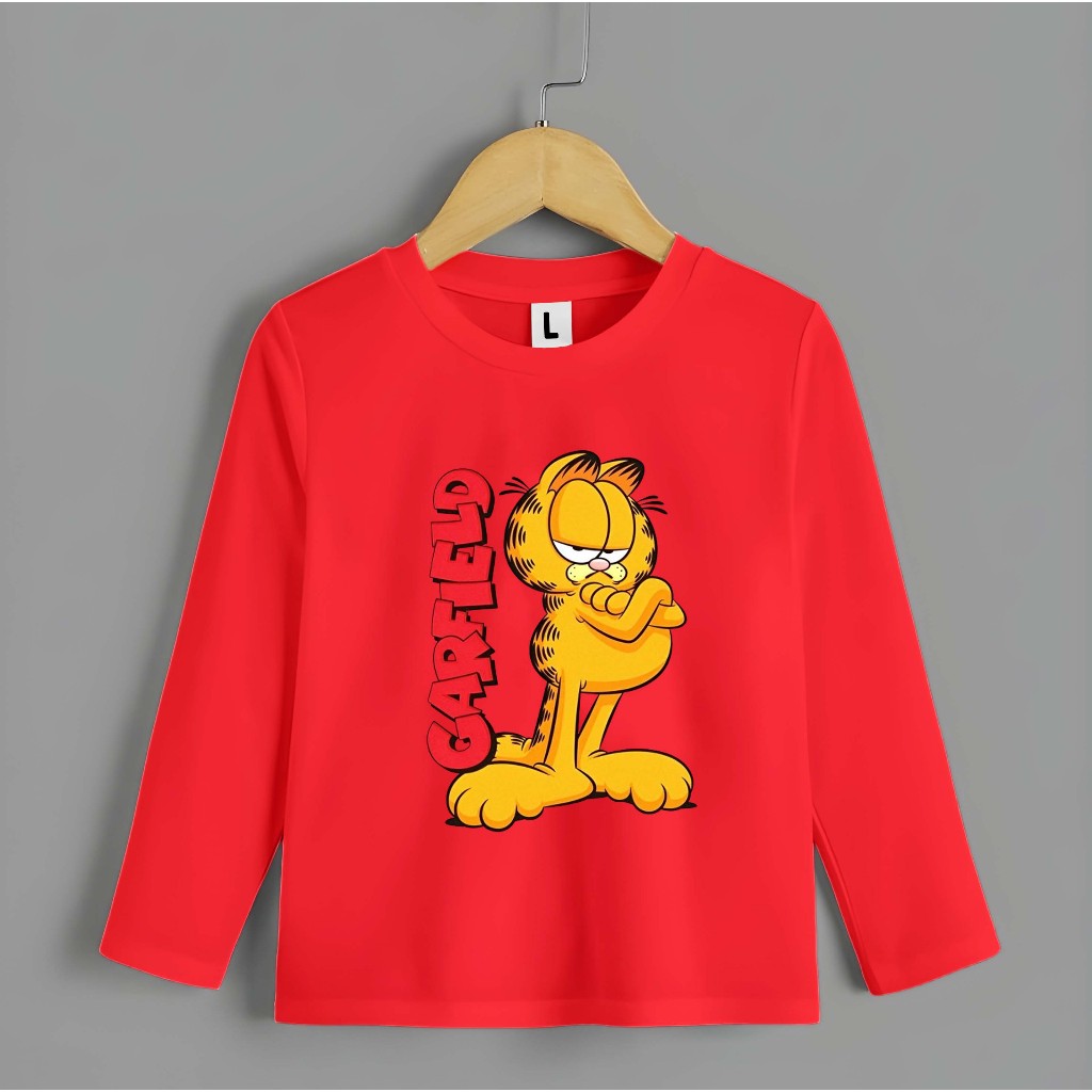 Baju/kaos Anak Lengan Panjang Garfield bahan premium unisex