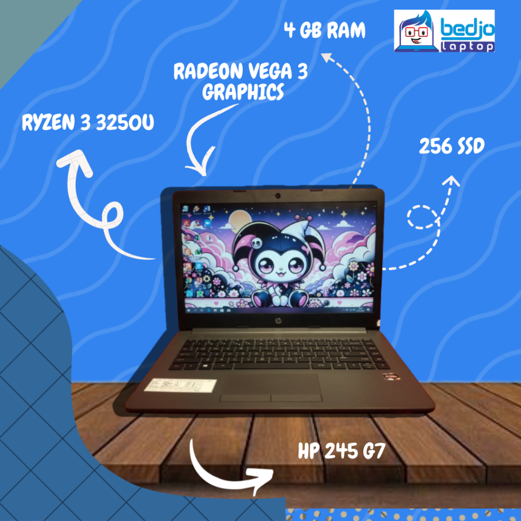 TERKEREN, HP 245 G7, AMD RYZEN 3 3250U, 7901, Laptop Hp Second