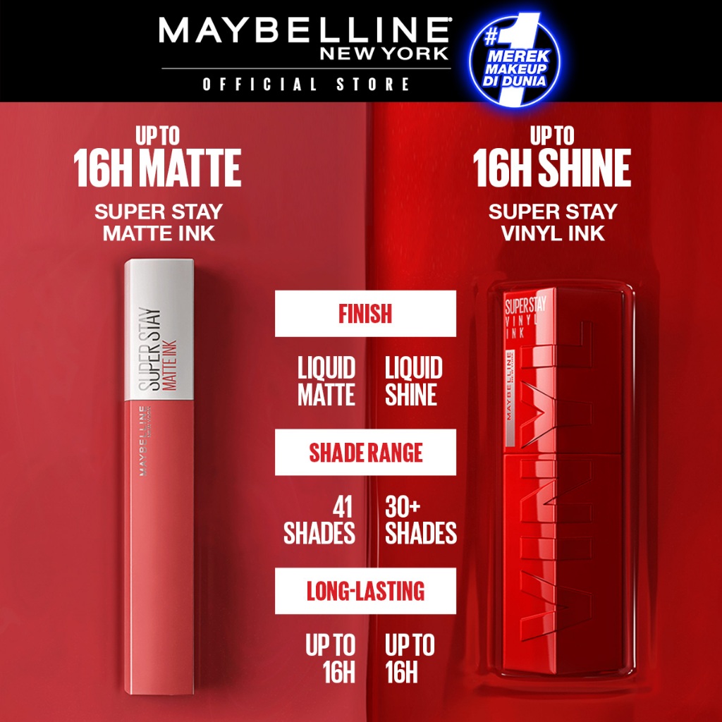 Maybelline Superstay Matte Ink Liquid Long Lasting Waterproof Matte Lipstick Lipcream Make Up Transferproof Tahan 16 Jam Vinyl Ink Image 9