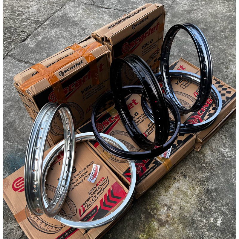 velg scarlet hitam titanium velg pelek scarlet titanium.hitam.silver ukuran 160.185 ring 17 set