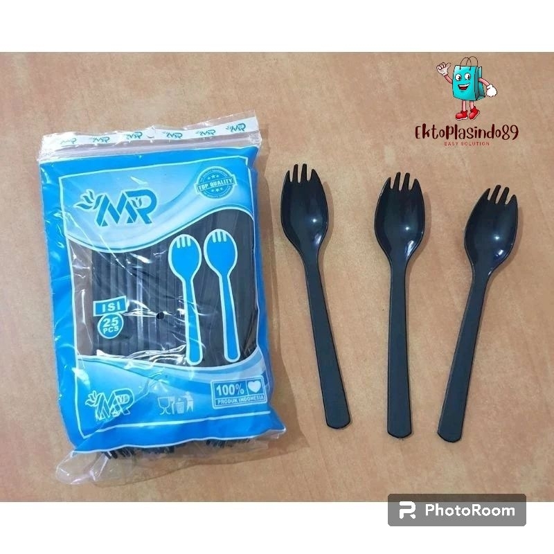 Sendok Garpu plastik 2 in 1.