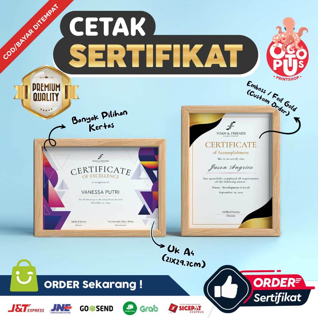 

Cetak Sertifikat Custom | Piagam | Sertifikat Apresiasi dll