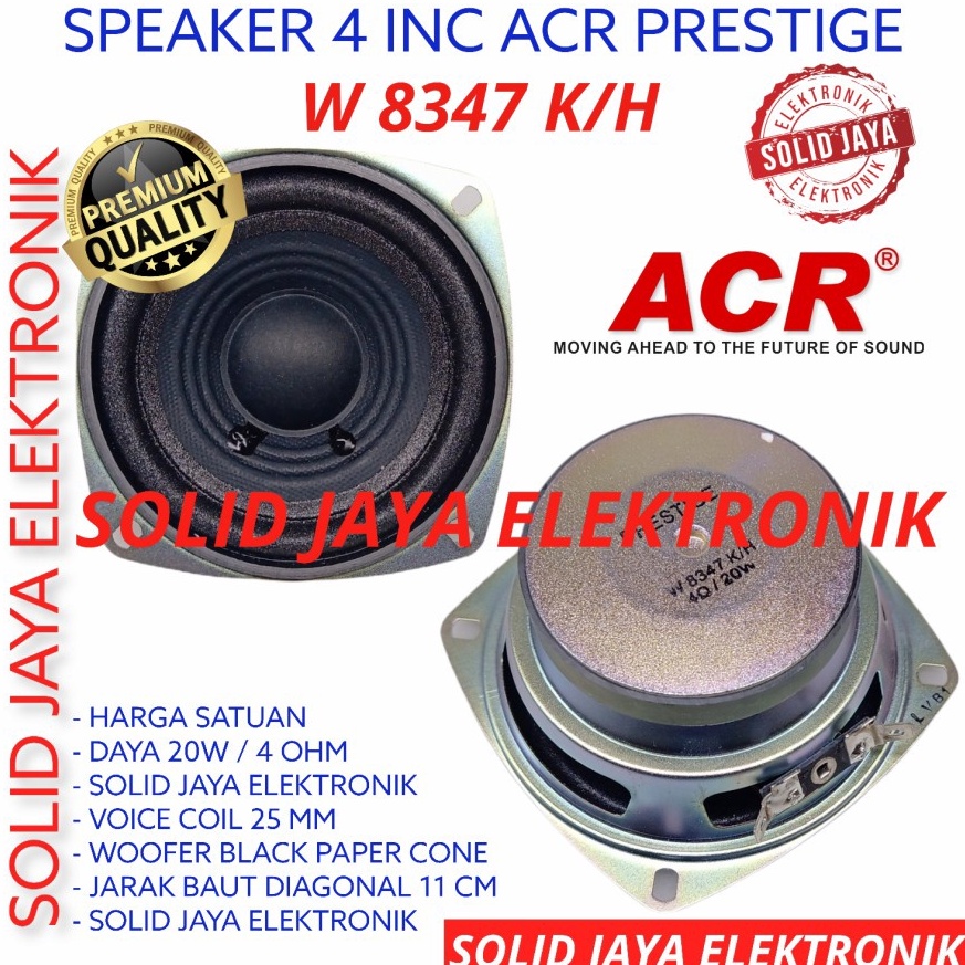 MURAH MERIAH SPEAKER ACR 4 INC W 8347 KH WOOFER ACR PRESTIGE 4 OHM 2W INCH IN W8347KH 2 WATT W MURNI