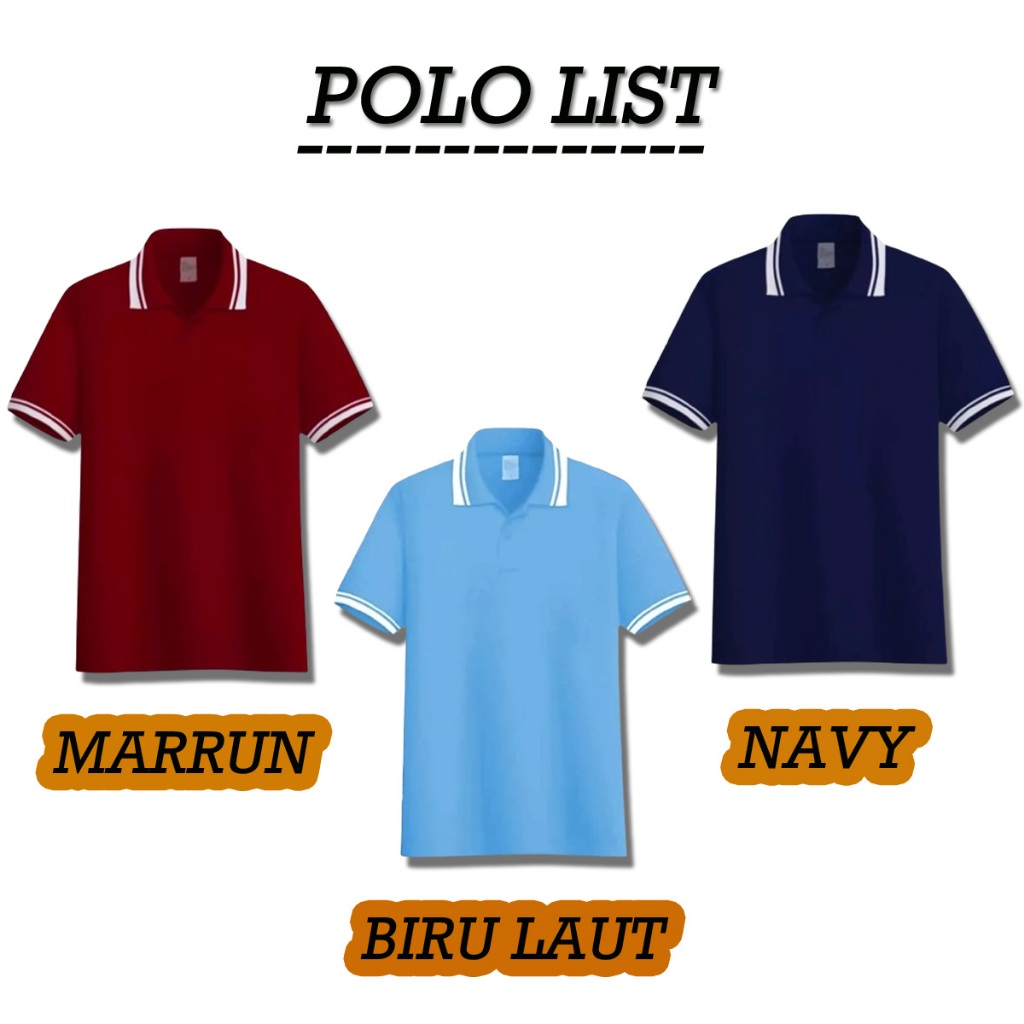 POLO SHIRT PRIA LENGAN PENDEK / BAJU KAOS KERAH MOIF LIST / ATASAN POLO LIST POLOS / POLO SHIRT WARN