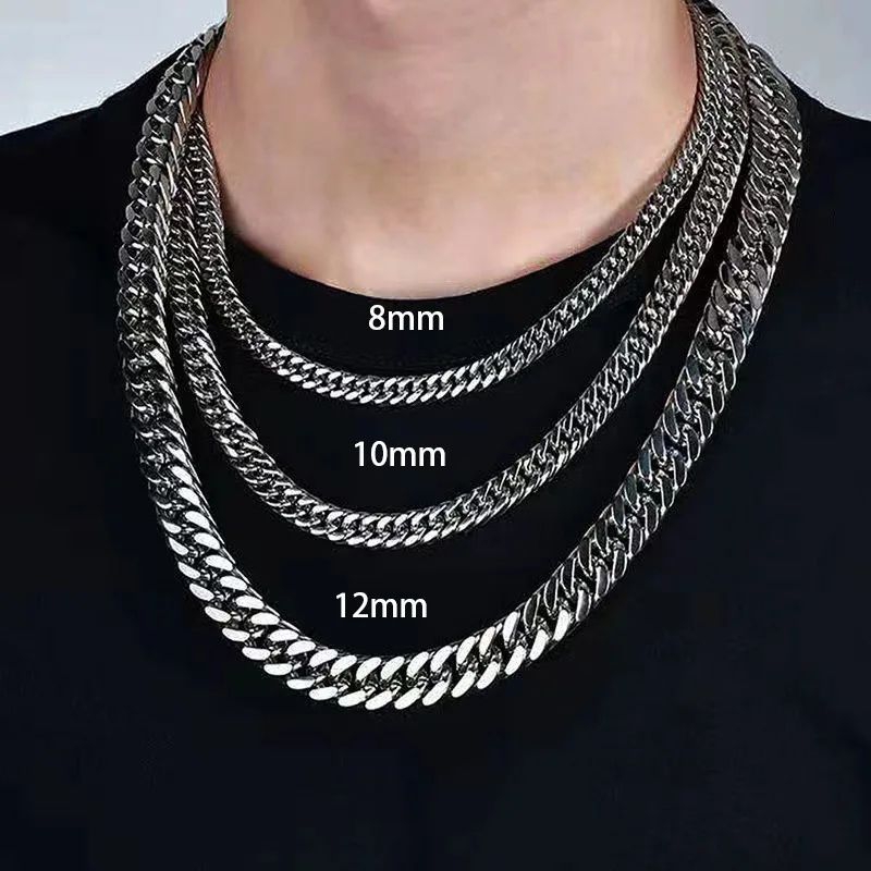 ⭐⭐⭐⭐⭐ Kalung Titanium Silver 316L Kalung Pria Wanita Rantai Besar Pendek Panjang