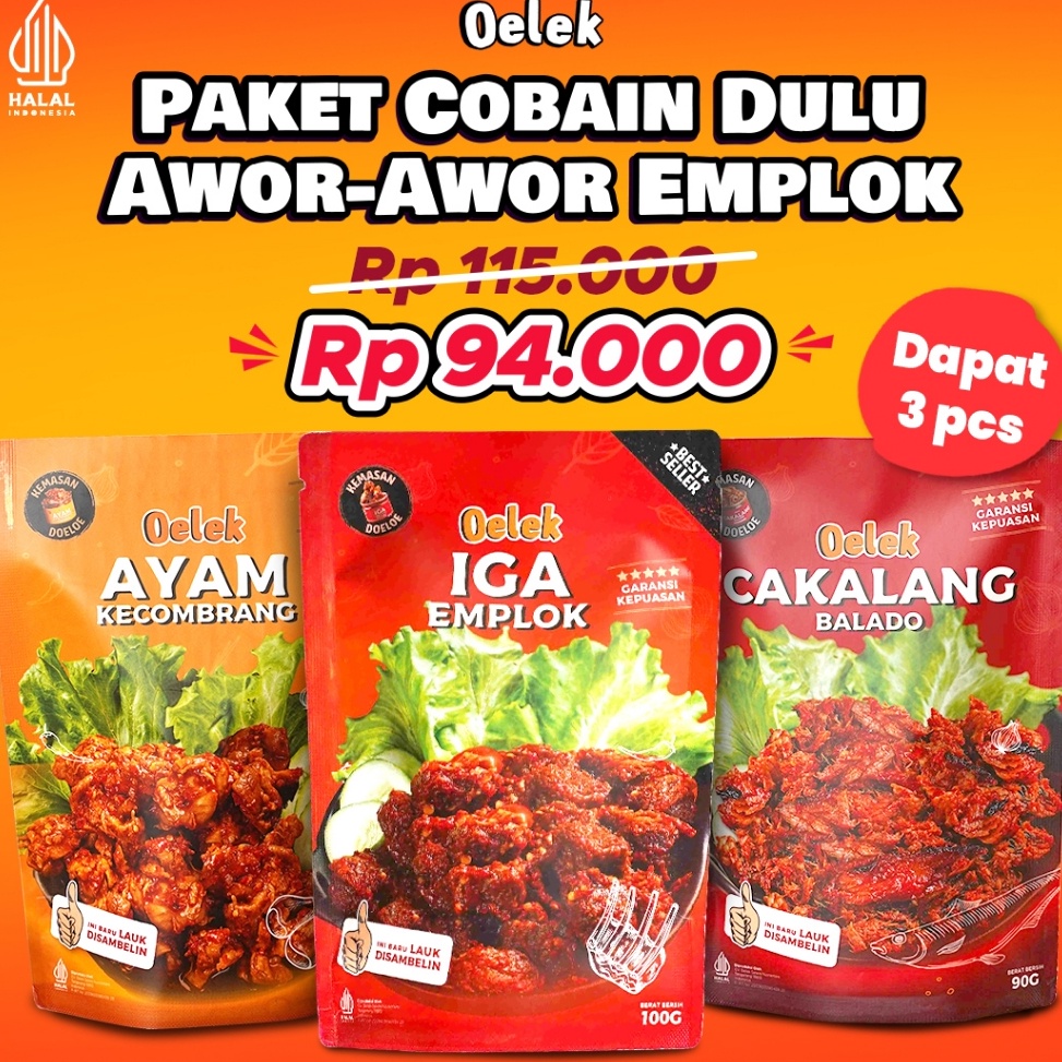 

IIW123 77 Paket Cobain Dulu AworAwor Emplok Iga Mercon Iga Sambal Oseng Iga Cakalang Balado Ayam Kecombrang