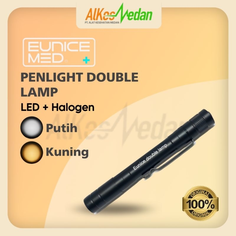 PENLIGHT PENA SENTER LAMPU 2 WARNA KUNING PUTIH EUNICE ALKES MEDAN