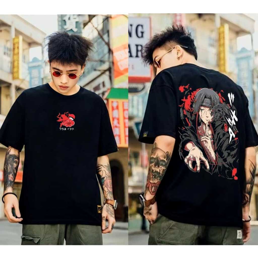 Kaos Anime NARUTO UCHIHA ITHACHI Kaos Jepang Hitam Lengan Pendek Kaos Keren Baju Baju Kaos Pria Dist