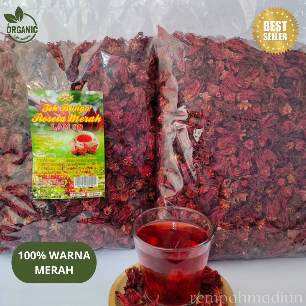 

Bunga Rosela Merah Kering Herbal Alami