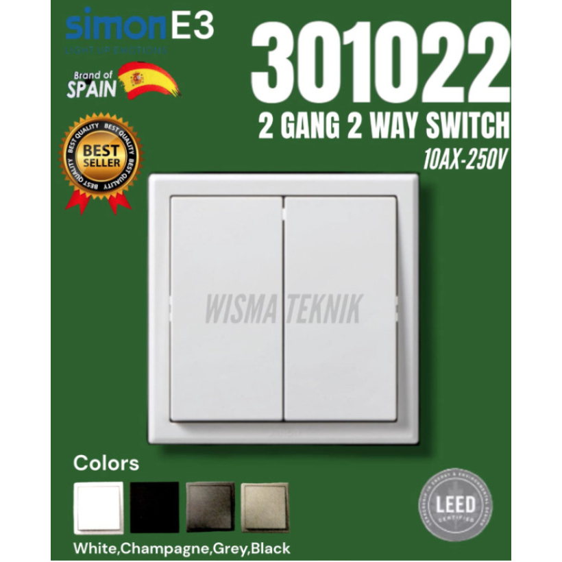 Saklar 2 Gang 2 Way Switch Simon 301022