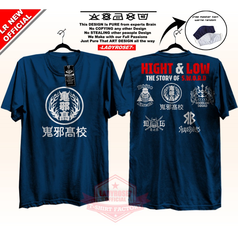 KAOS HIGH AND LOW THE STORY OF SWORD / KAOS PRIA / KAOS DISTRO KEREN / KAOS DESAIN JEPANG / KAOS AUD