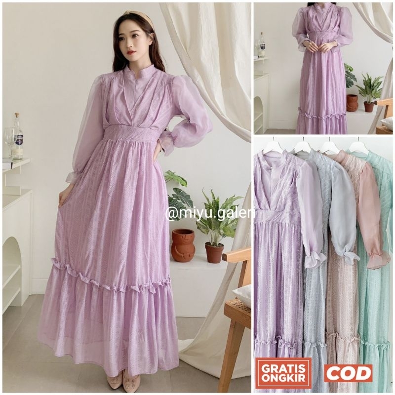 Rayya Organza Terbaru Gamis Brukat mix Organza Full Furing Kancing Gold Premium Baju Lebaran pesta k
