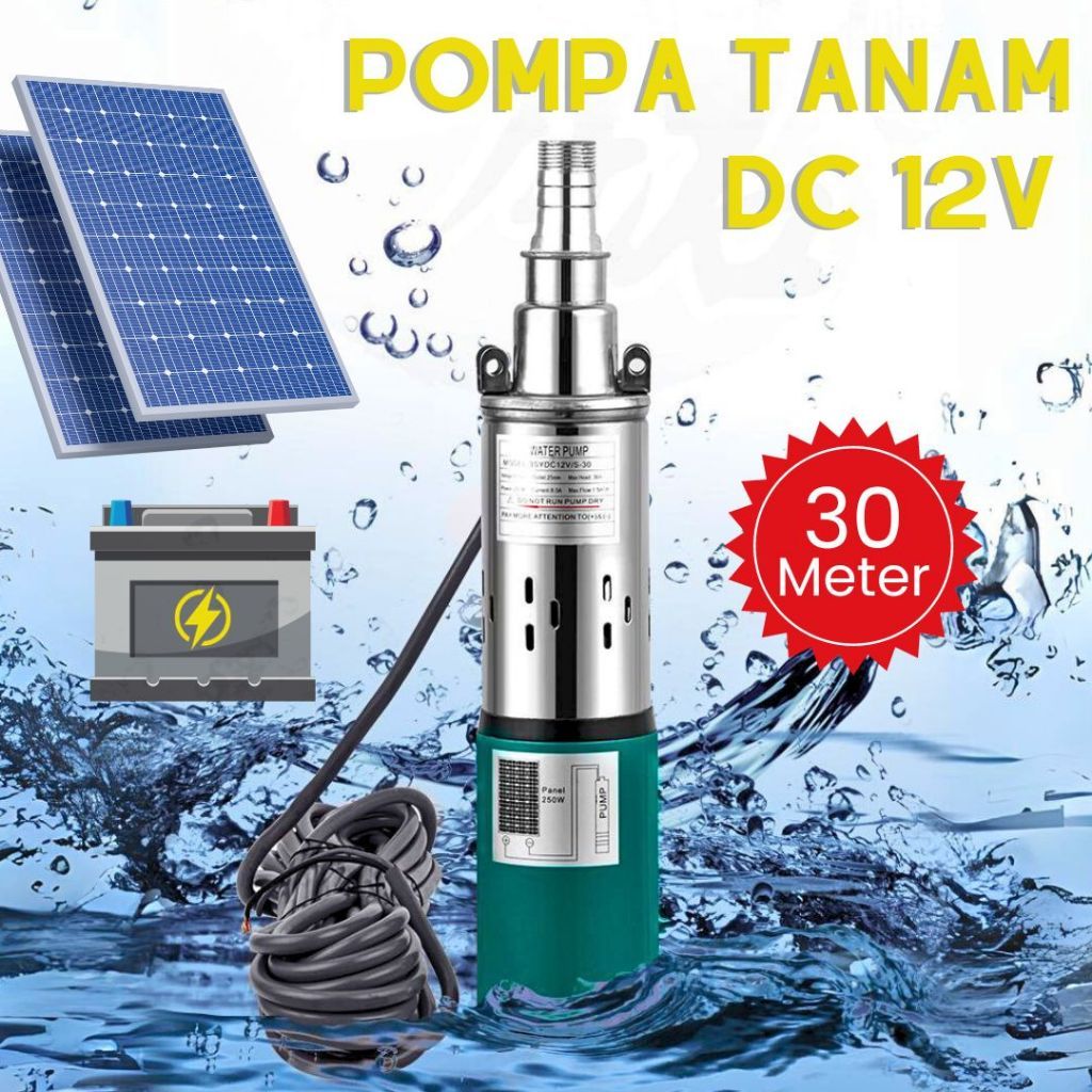 Pompa Sumur Tanam 30 Meter Pompa Submersible 3 in DC 12v Pompa Air Sumur 3 inch Pompa Sibel 30 m