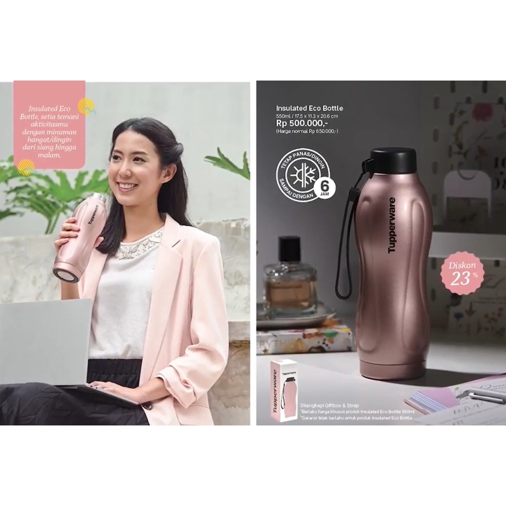 TUPPERWARE Insulated Eco Bottle 550ml Rose Limited Edition