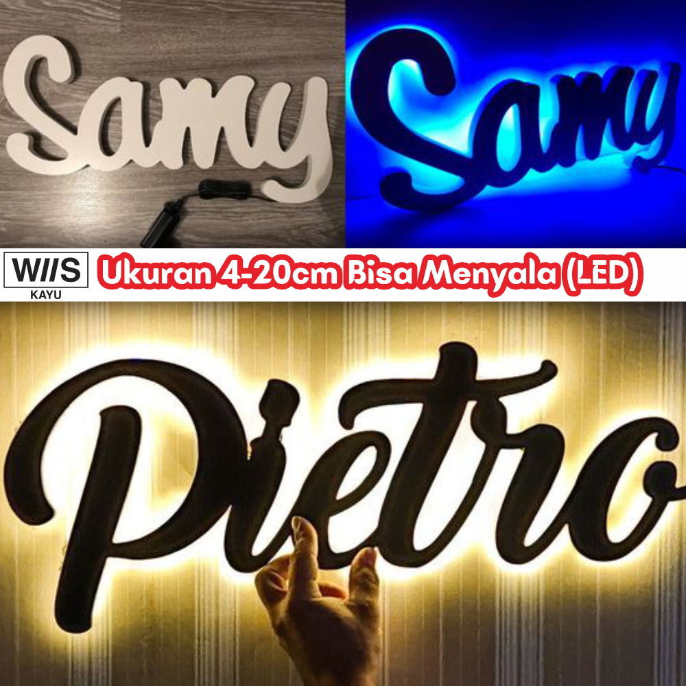 (PROMO BANTING HARGA) 4CM - 20CM | HURUF KAYU LED / HURUF KAYU TIMBUL /  HURUF KAYU LAMPU / CUSTOM H