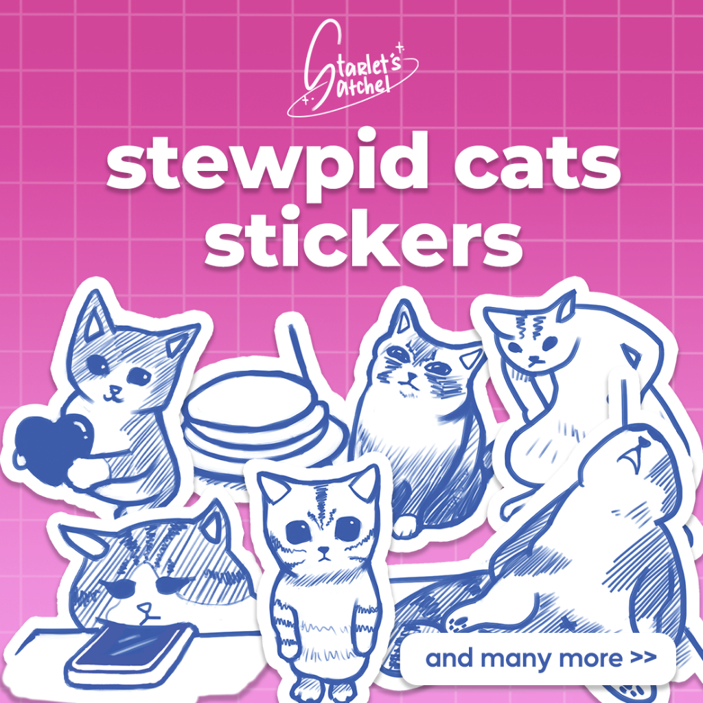 Stewpid Cats Waterproof Stickers (stiker meme kucing)