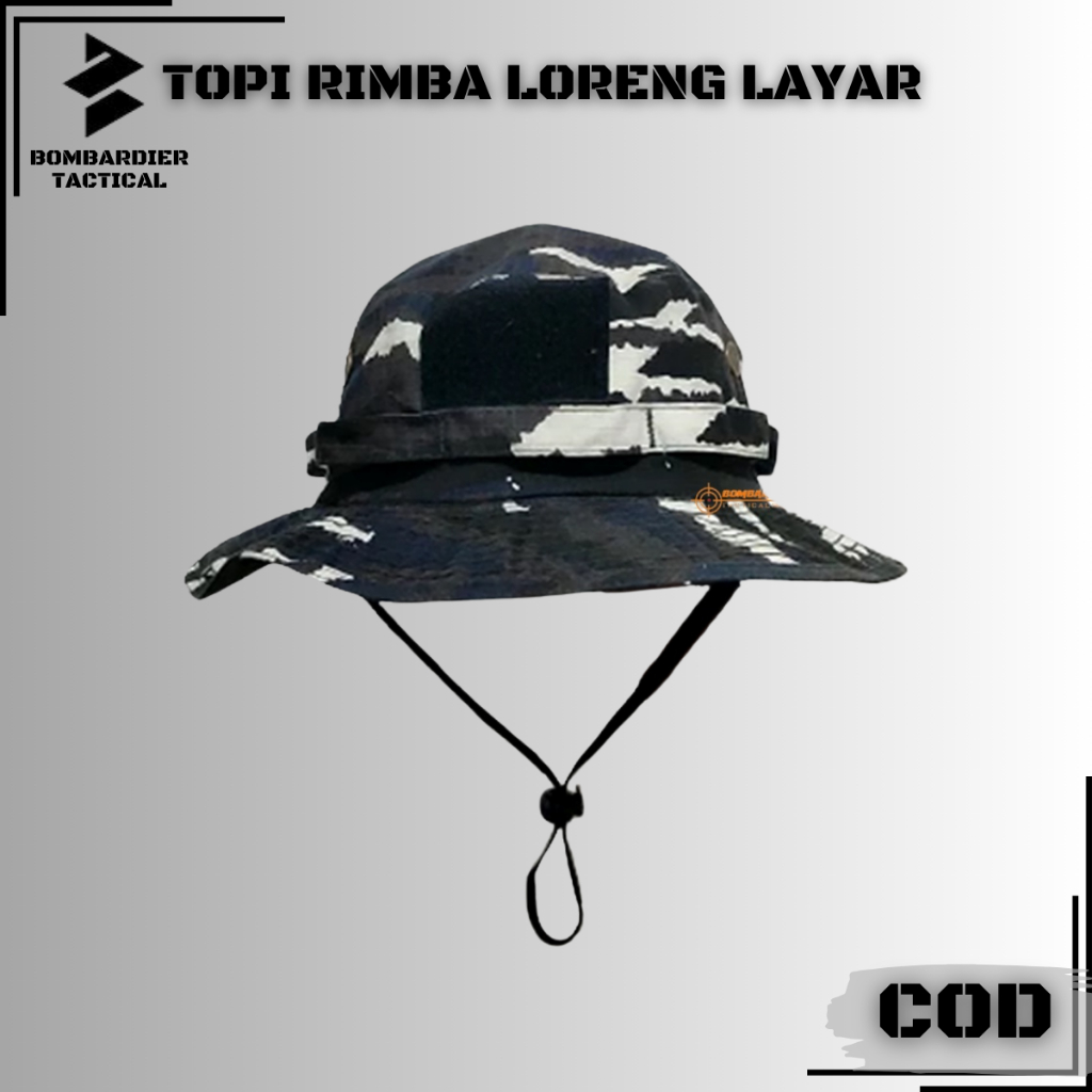 TERMURAH TOPI RIMBA LORENG LAYAR / TOPI BULAT DORENG LAYAR / TOPI JUNGLE HAT / PRODUK ORIGINAL COD
