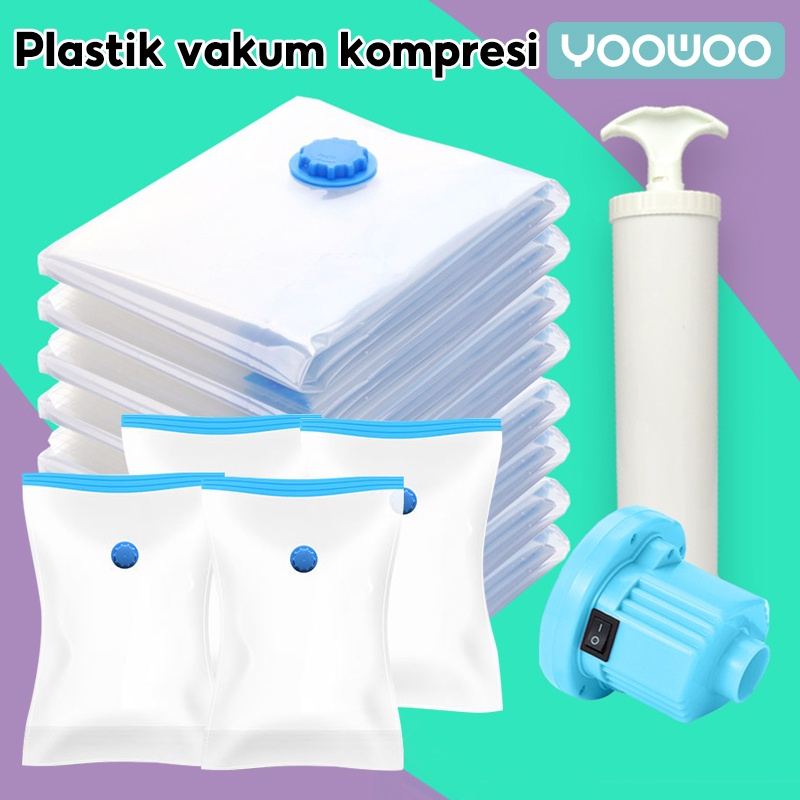 YooWoo plastik kompresi vakum /Vacum Plastic Bag Travel / Vakum Baju Pakaian