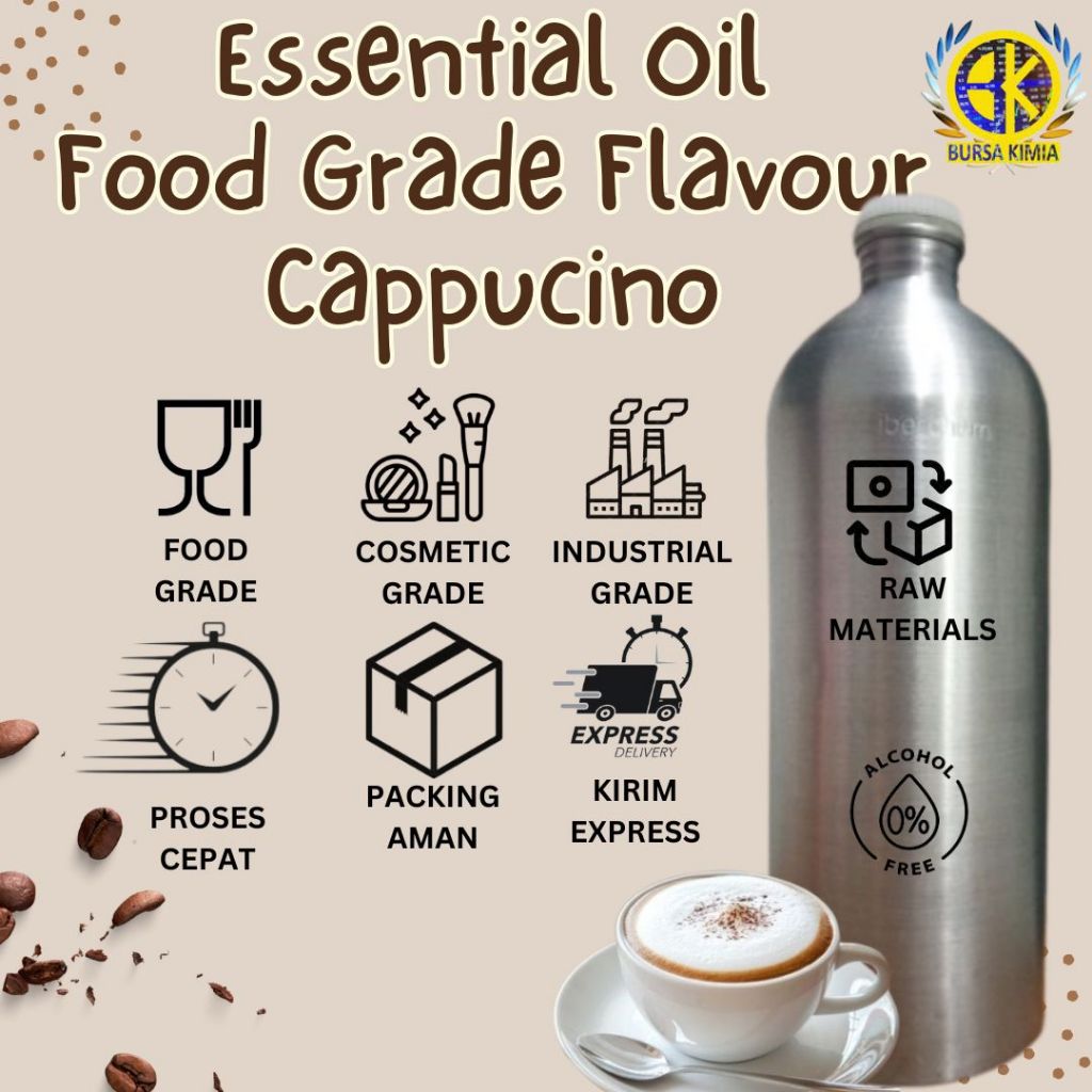Essential Oil Food Grade Flavour Cappucino 100ml / Cappucino Essence Oil for L1quid V4pe 100ml NON A