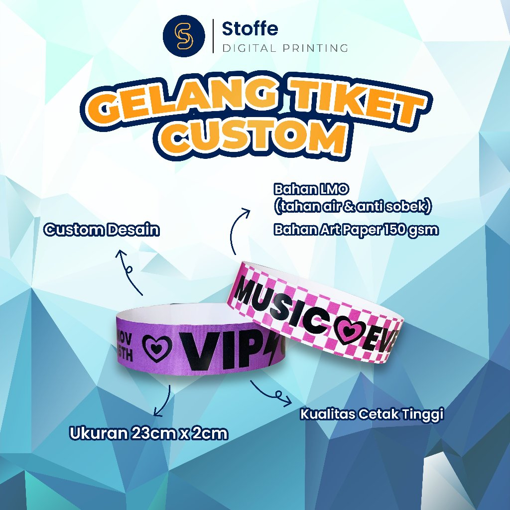 Tiket Gelang Custom I Gelang Tiket I Tiket Gelang Konser I Tiket Gelang Wahana I Tiket Gelang Acara 