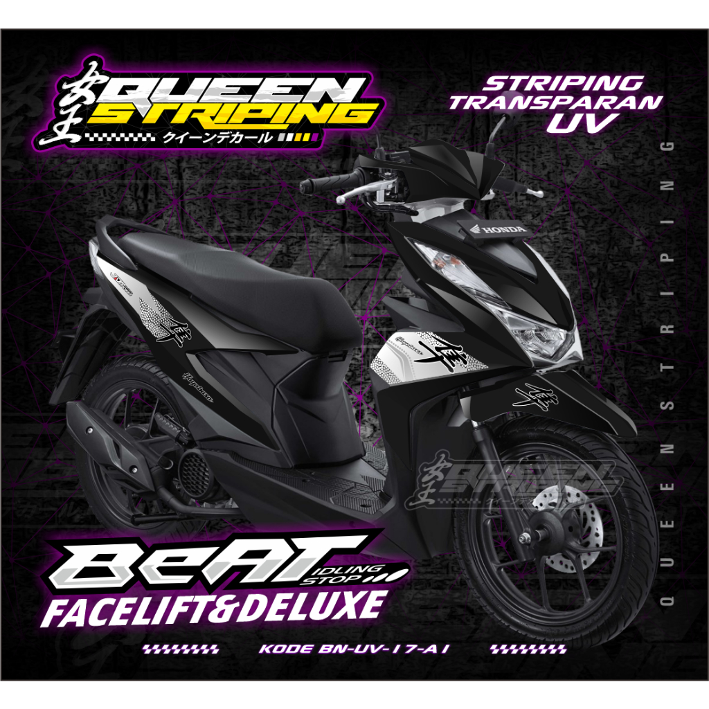 Stiker Striping Transparan UV Desain Custom Hayabusa // Transparan Stiker Beat New Deluxe  - BN