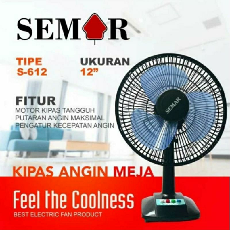 Semar S-612 Kipas Angin Meja Duduk 12" Desk Fan Garansi SNI