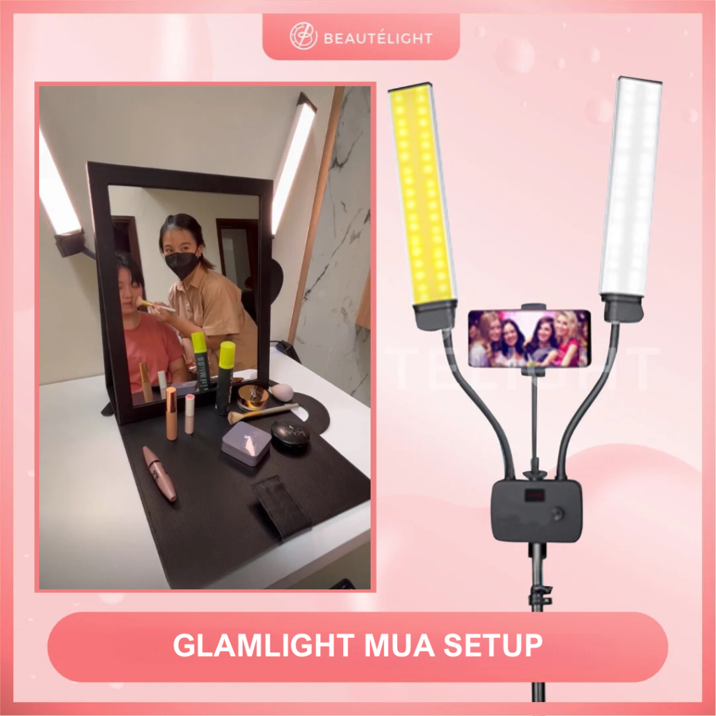 Glamlight MUA Setup Beautelight dengan Folding Mirror / Glam Light Full Set Folding Mirror