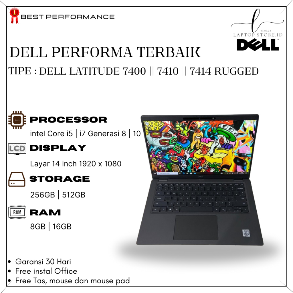 Dell latitude 7400 7410 7414 | Core i5 / i7 Generasi 8 / 10 | TOUCHCREEN | ORIGINAL SECOND