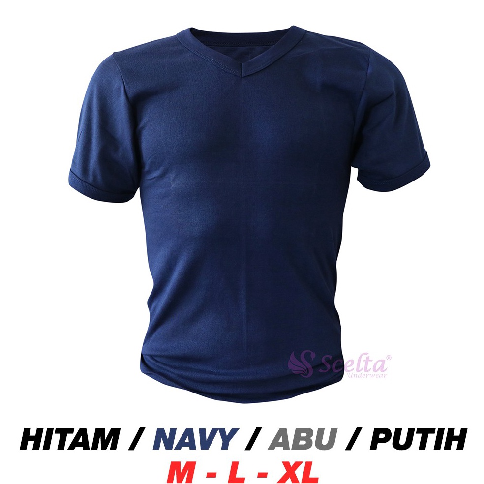 ART G59C Scelta  Kaos Oblong Pria Leher V TShirt Cowok VNeck Polos Abu Putih Navy Hitam Sg Sm 8141