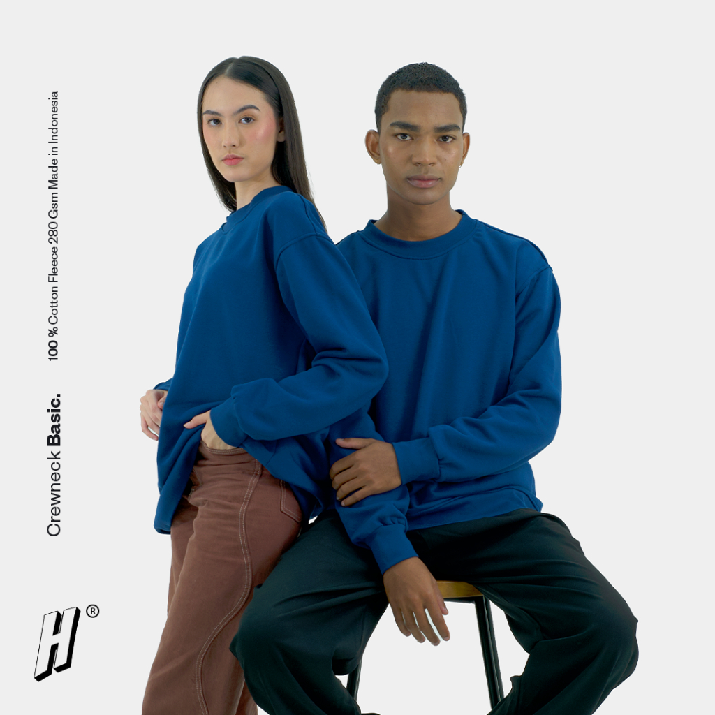 HOGIC - Basic Crewneck Navy Cotton Fleece 280gsm