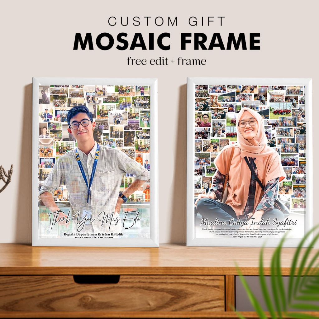Kado Foto Custom Kolase + Bingkai Kado Ulang Tahun Kado Wisuda Kado Perpisahan Kado Anniversary Bing