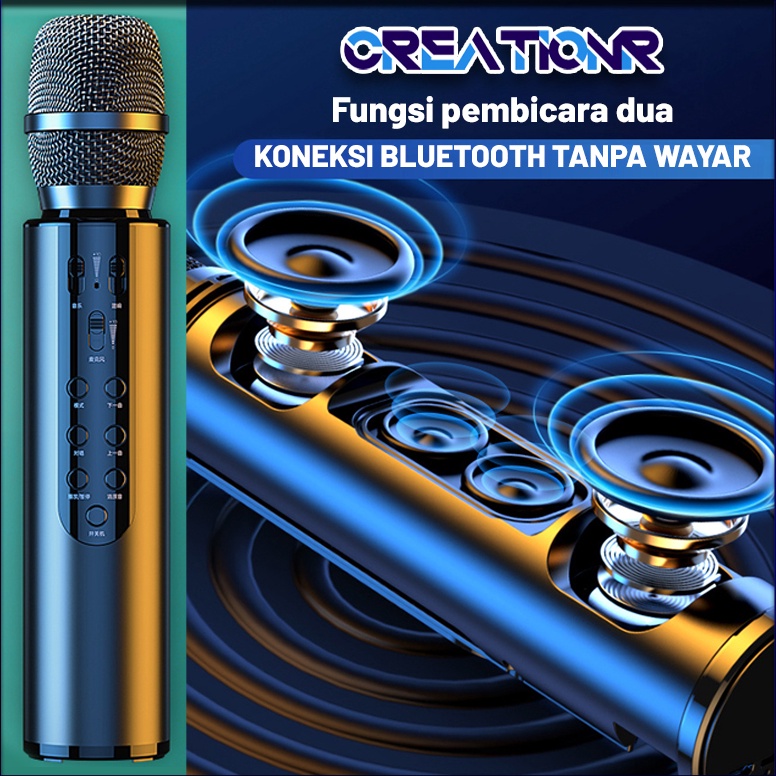 Harga Spesial Mic K6 Mic Wireless Wireless Bluetooth Karaoke Player Mikropon Speaker Super Bas Ktv