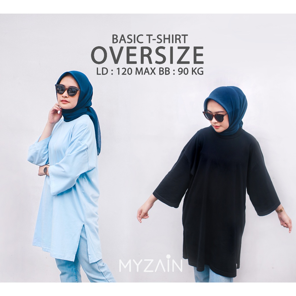 	 KAOS OVERSIZE WANITA 24S PREMIUM COTTON COMBED BASIC MYZAIN	