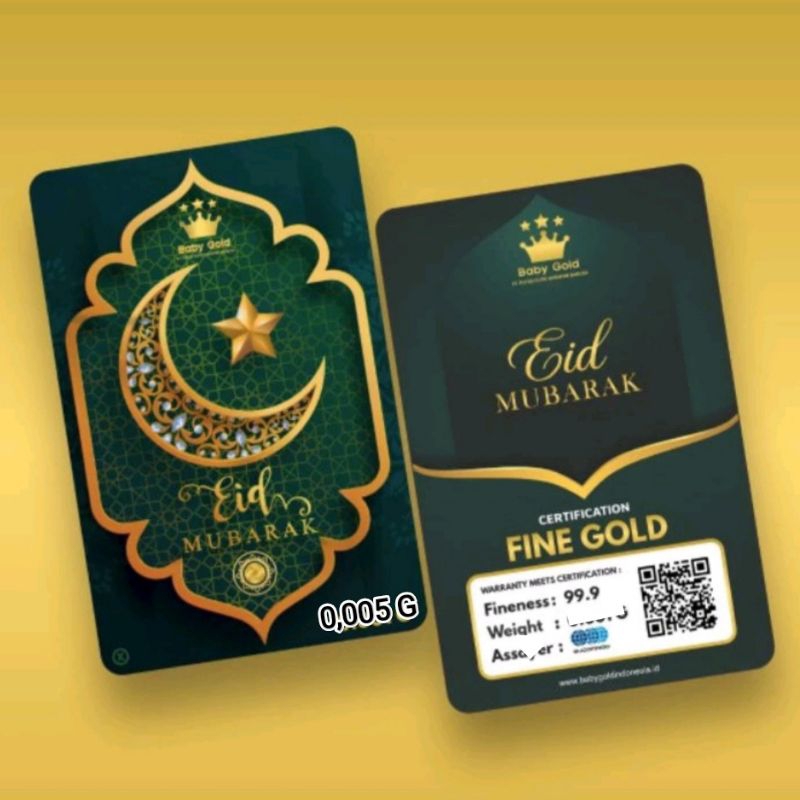 Baby Gold Idul Fitri GREEN 0.005 0,005 Gram Emas Mini Gold Logam Mulia 24 Karat
