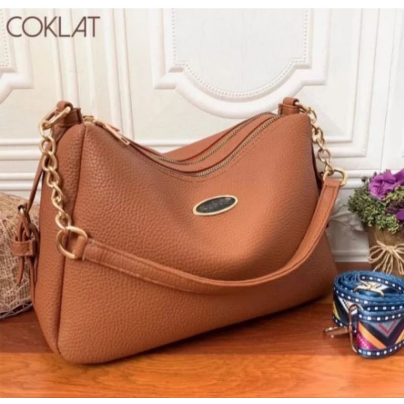 TAS SLEMPANG KULIT JERUK 2 RUANG/TAS SLEMPANG BAHU WANITA/TAS FASHION WANITA