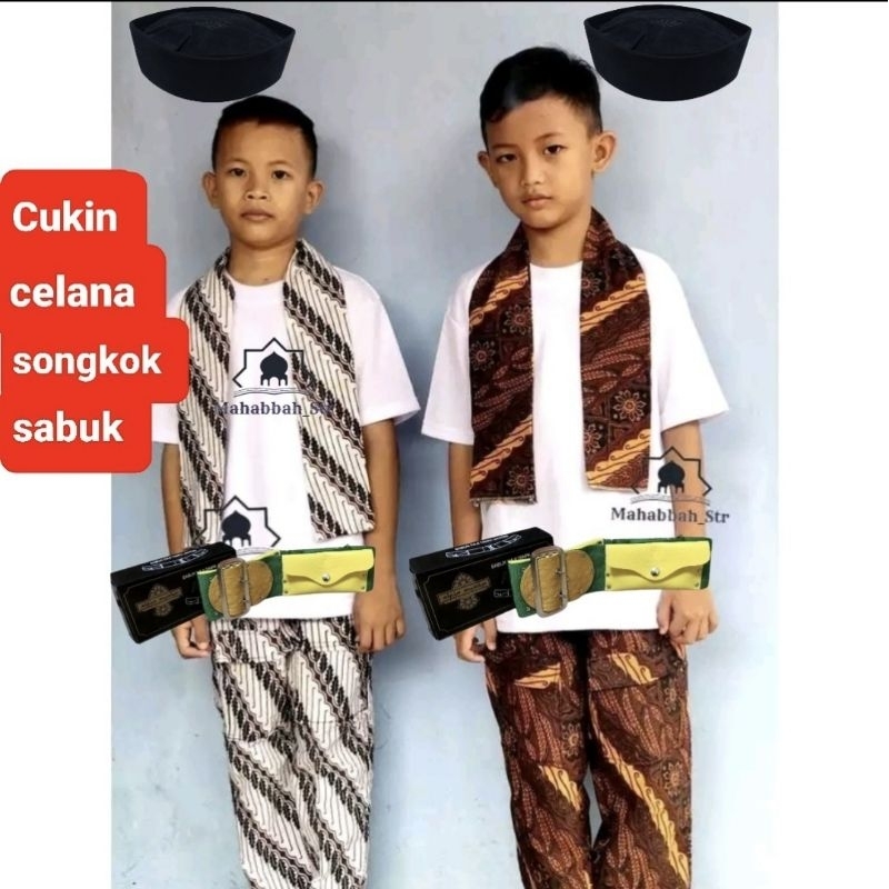 Celana Boim Batik Baju Sadariah Betawi Seragam dengan Syal Cukin Selendang 1 Motif