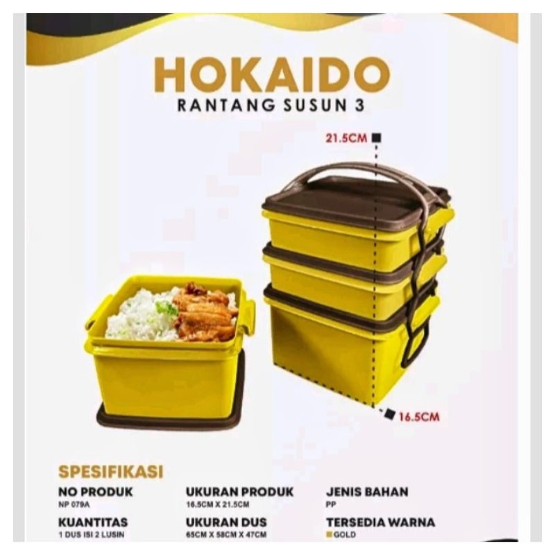 Rantang Segi Persegi Petak Tempat Kotak Makan Bekal Bontot Katering Prasmanan Hajatan 3 susun