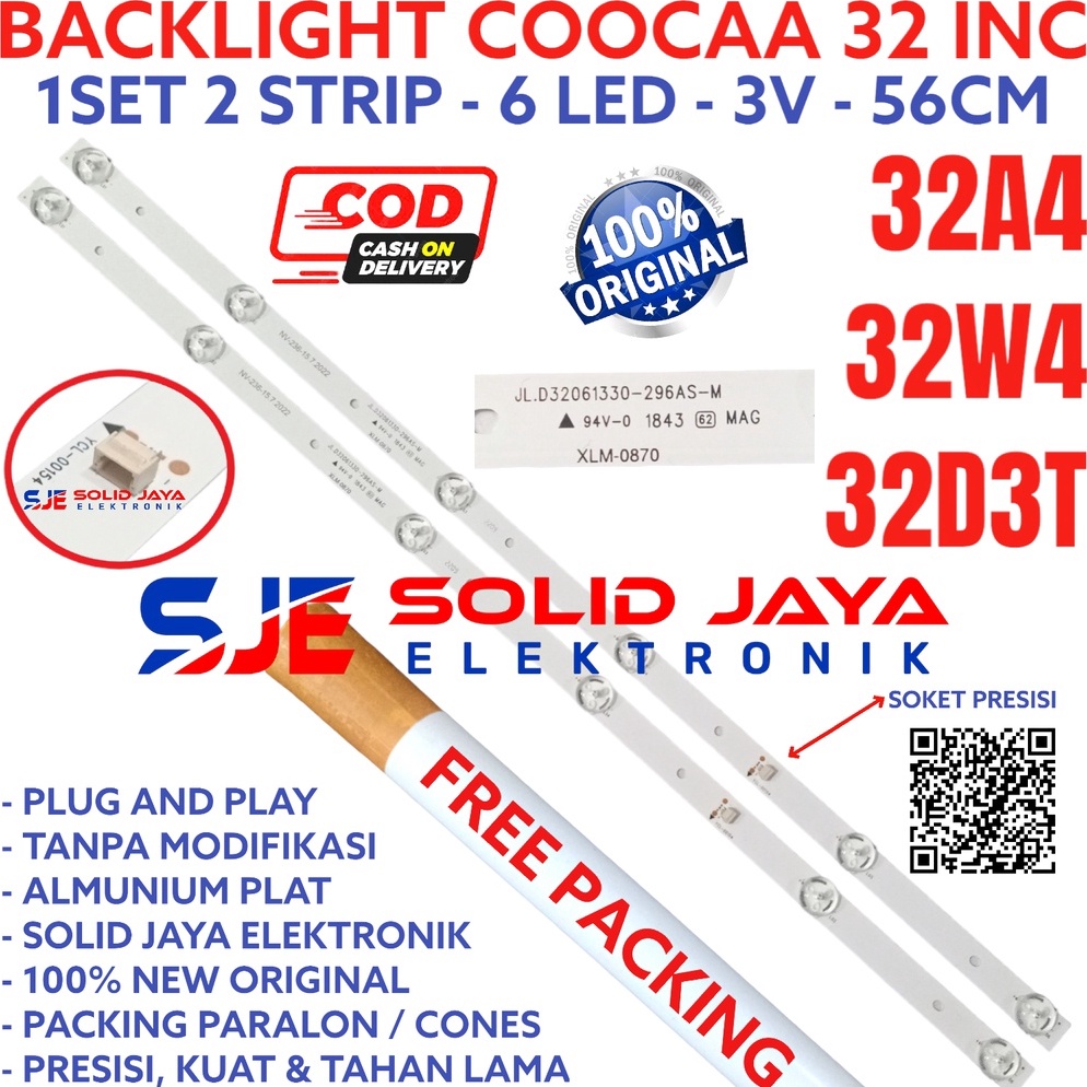 LANGSUNG ATC BACKLIGHT TV LED COOCAA 32 INC 32A4 32W4 32D3T LAMPU BL 6K 3V 6 KANCING 3 VOLT V 32A 32