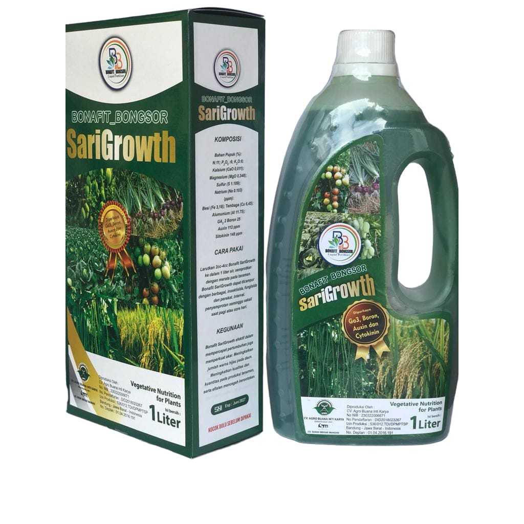 Pupuk majemuk SariGrowth 1 liter (plus GA3 & Boron) untuk fase vegetative