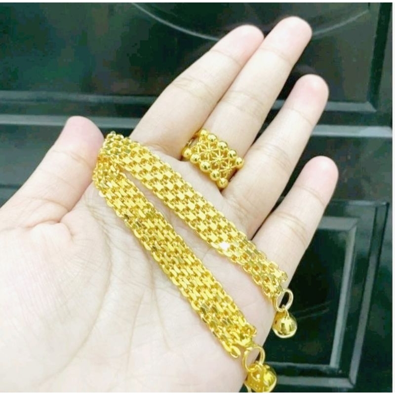 Gelang tikar Titanium Gelang tikar free cicin tikar emas muda gelang bonus cincin anti luntur
