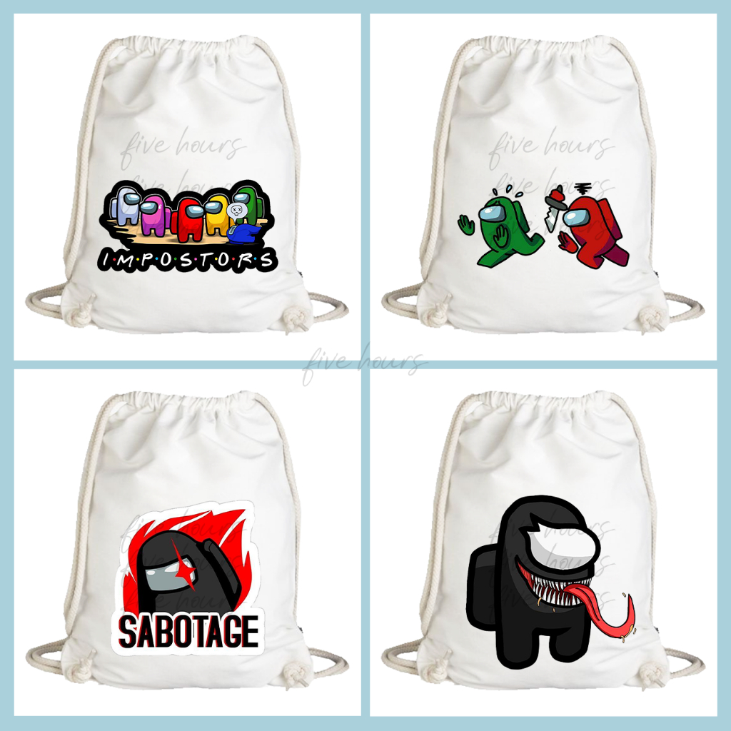 Tas Serut Among Us Drawstring Bag Motif Terbaru Pria Wanita