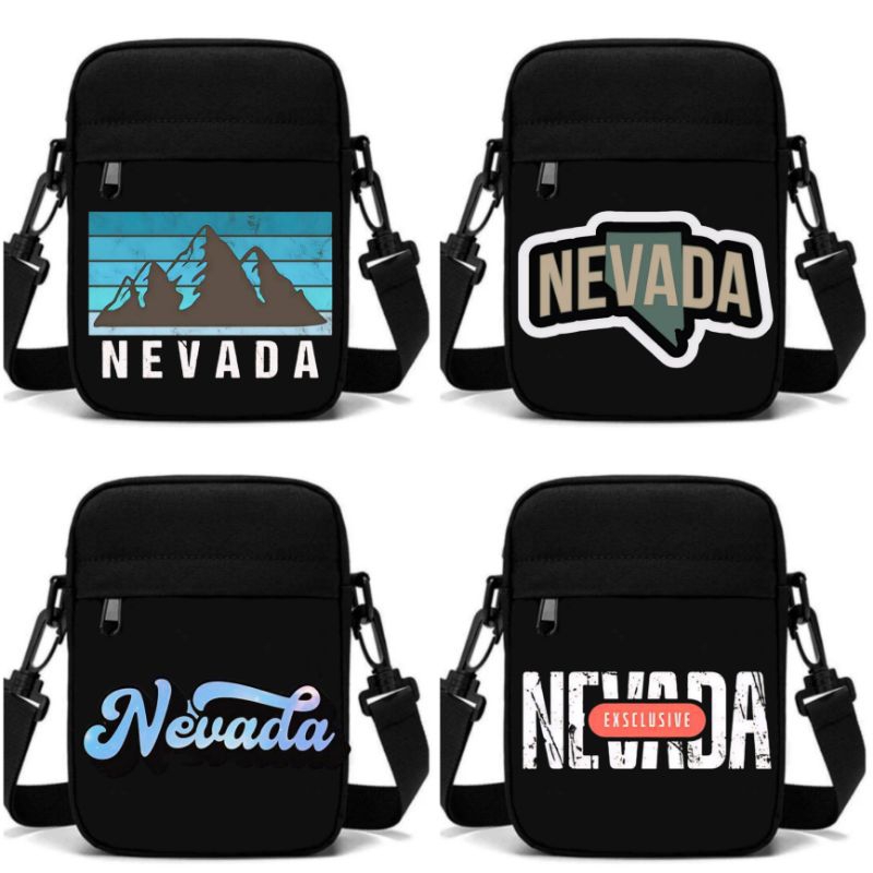 Tas Selempang Hitam Nevada Distro Bahan 100% Kanvas Cordura / Tas Selempang Mini Nevada / Sling Bag 