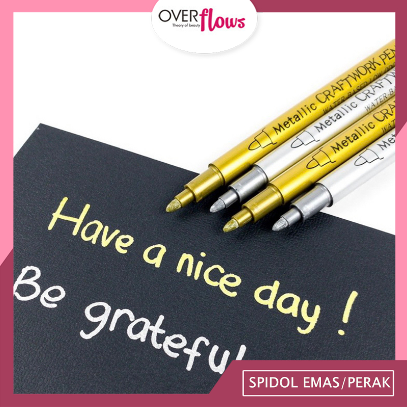 

OVERFLOWS.ID 1PCS PENA / SPIDOL WARNA / TINTA METALIK EMAS / PERAK / METALLIC CRAFTWORK / SCRAPBOOK PEN / PAINT MARKER / SILVER