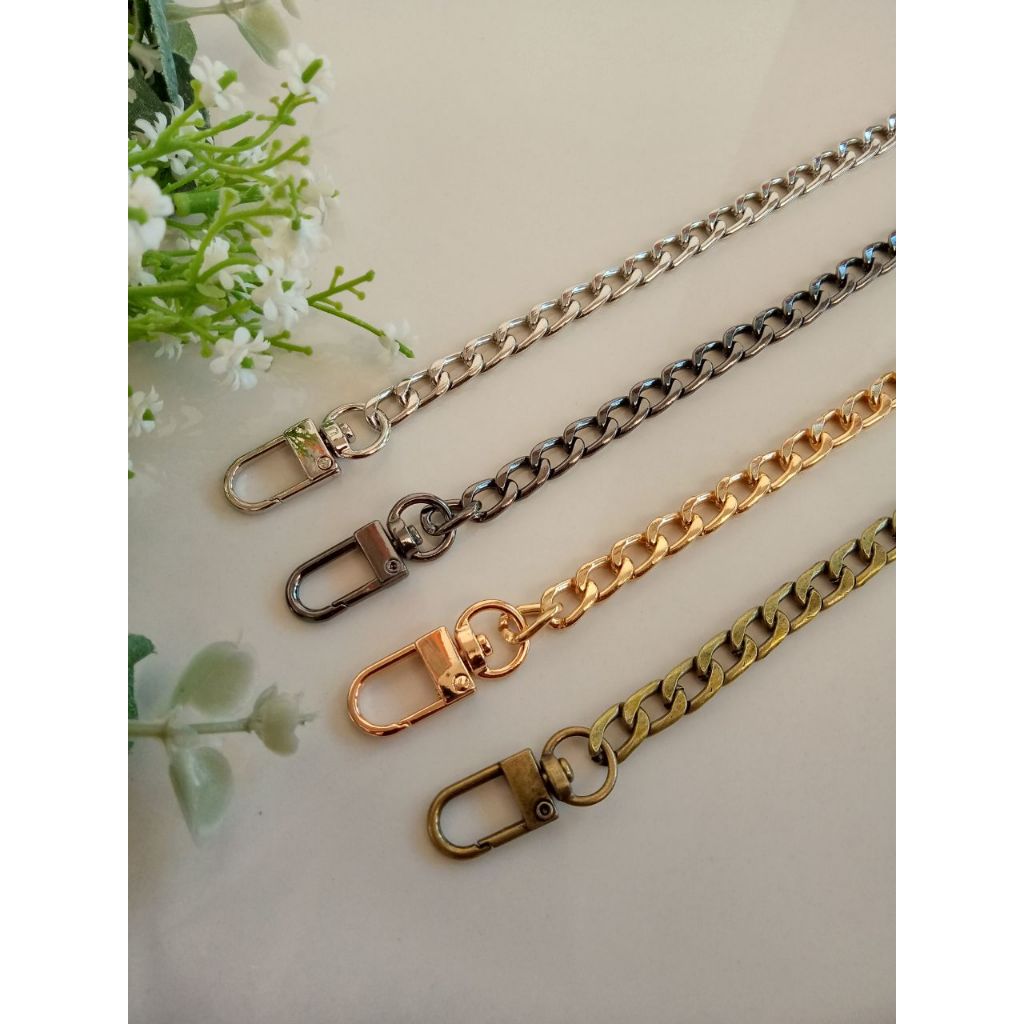 Aksesoris Tas dan Aksesoris Dompet Pouch Rantai Import Tebal Kait U 110cm Warna Bronze/atg, Silver, 