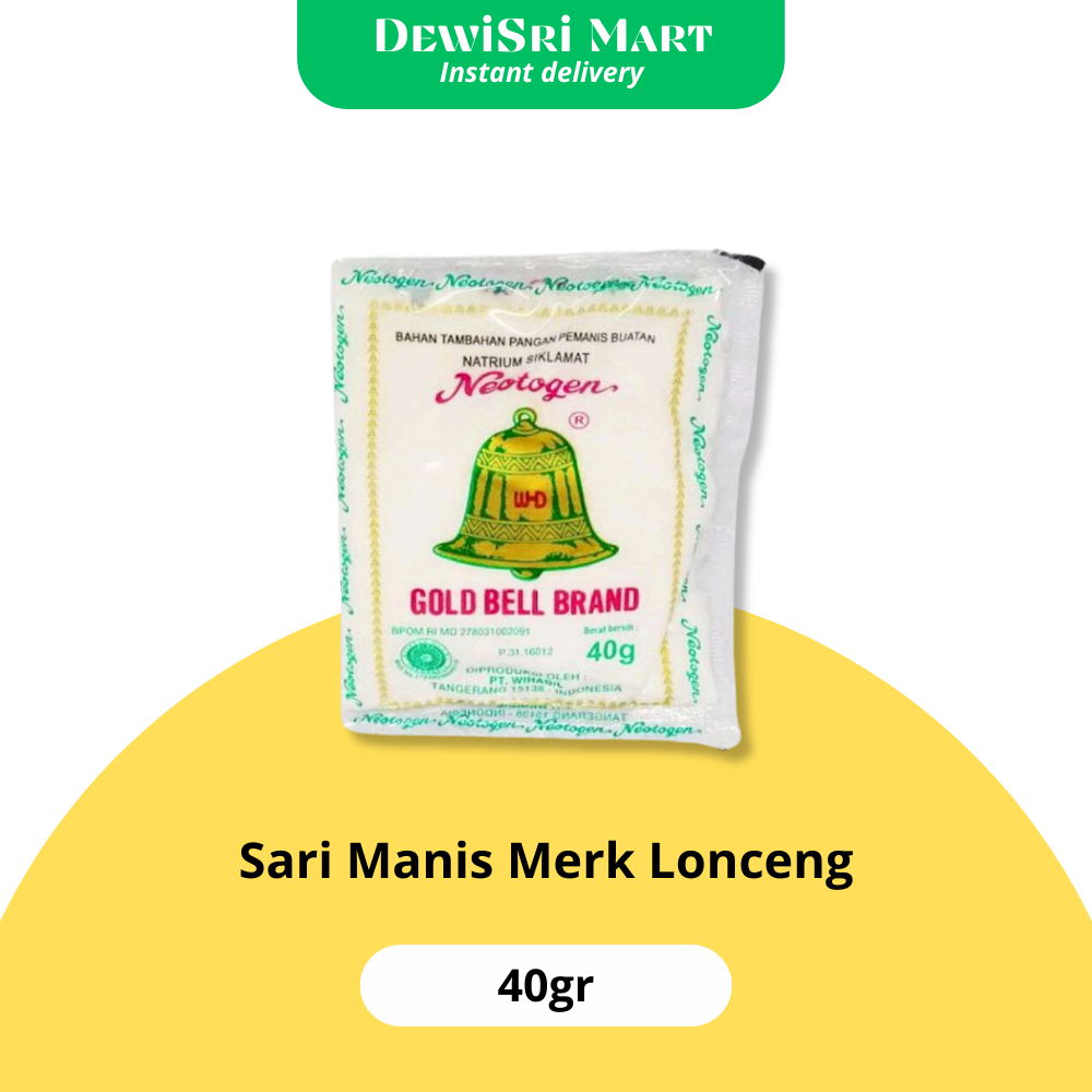 

Sari Manis merk lonceng 40gr (pemanis makanan) - Dewi Sri Mart