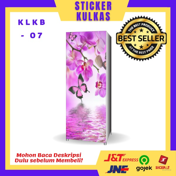 Sticker Kulkas 1Pintu motif bunga / KLKB / Printing hires/Surabaya