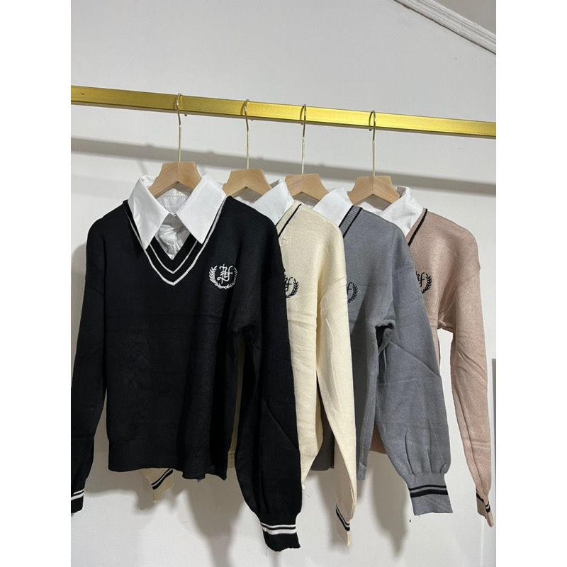 Atasan rajut set vest import korean style