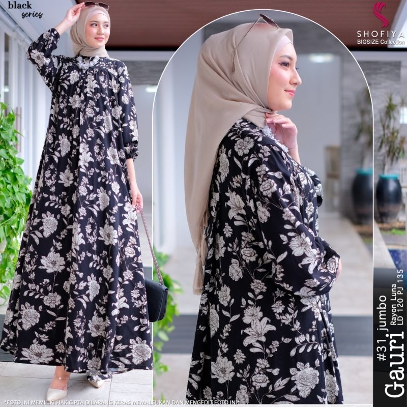 [LD 120] GAURI #16 SERI DRESS GAMIS WANITA PESTA JUMBO BAHAN RAYON GUARDIAN ORI BY SHOFIYA BIG SIZE