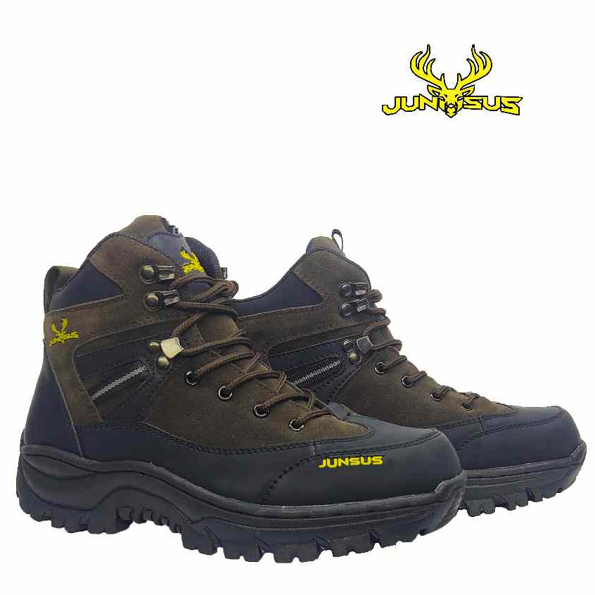 JUNSUS Sepatu safety  pria ujung besi Boot Murah sepatu kerja lapangan